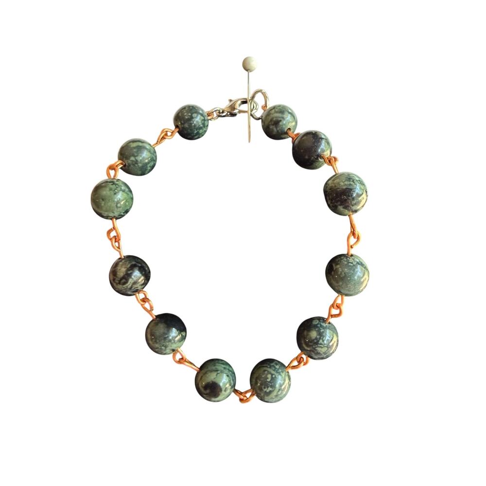 kambaba jasper and copper bracelet and lobster clasp